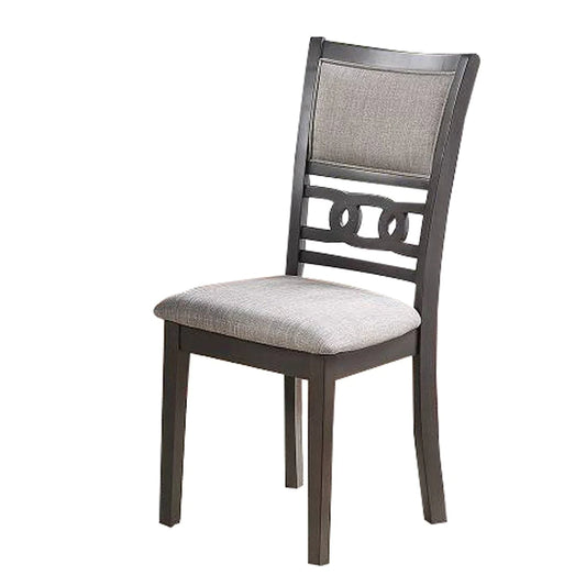 Fabric Upholstered Dining Chair With Panel Back And Knot Cut Outs, Gray - BM228572
