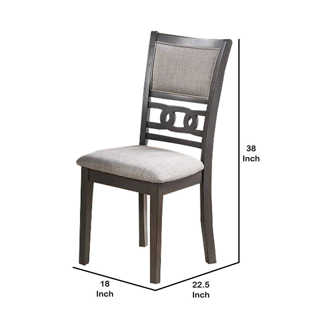 Fabric Upholstered Dining Chair With Panel Back And Knot Cut Outs, Gray - BM228572