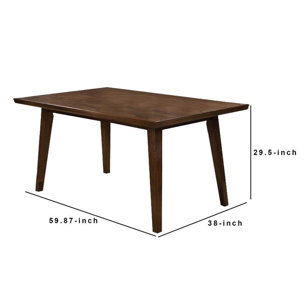 Rectangular Wooden Dining Table With Tapered Block Legs, Brown - BM233842