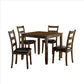 5 Piece Dining Table Set With Leatherette Seating, Brown - BM239827