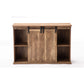 Rustic Media Cabinet With Barn Door And Open Storage, Natural - BM240807