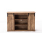 Rustic Media Cabinet With Barn Door And Open Storage, Natural - BM240807