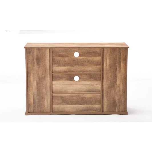 Rustic Media Cabinet With Barn Door And Open Storage, Natural - BM240807