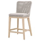 Counter Stool With Mesh Design Rope Backrest, Brown And Gray - BM241795