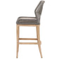 Counter Stool With Wooden Legs And Rope Back, Gray And Brown - BM241887