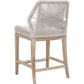 Counter Stool With Rope Back And Wooden Legs, Gray And Brown - BM241888