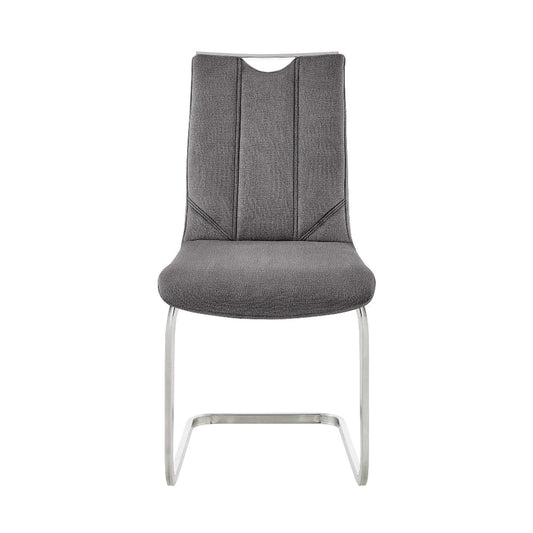 7 Piece Dining Table And Chairs With Metal Frame Base, Gray And Silver - BM248301