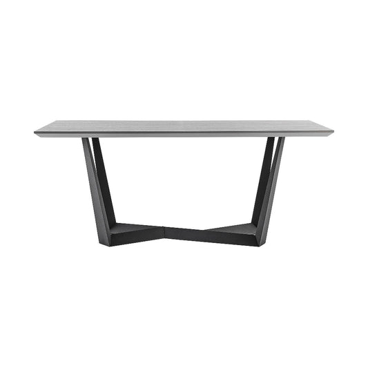 Dining Table With Melamine Top And Intersected Base, Light Gray And Black - BM248308
