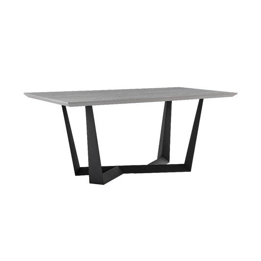 Dining Table With Melamine Top And Intersected Base, Light Gray And Black - BM248308