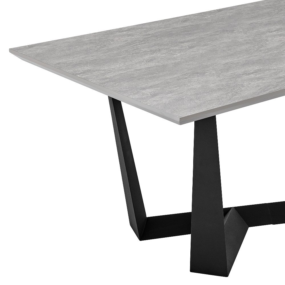 Dining Table With Melamine Top And Intersected Base, Light Gray And Black - BM248308