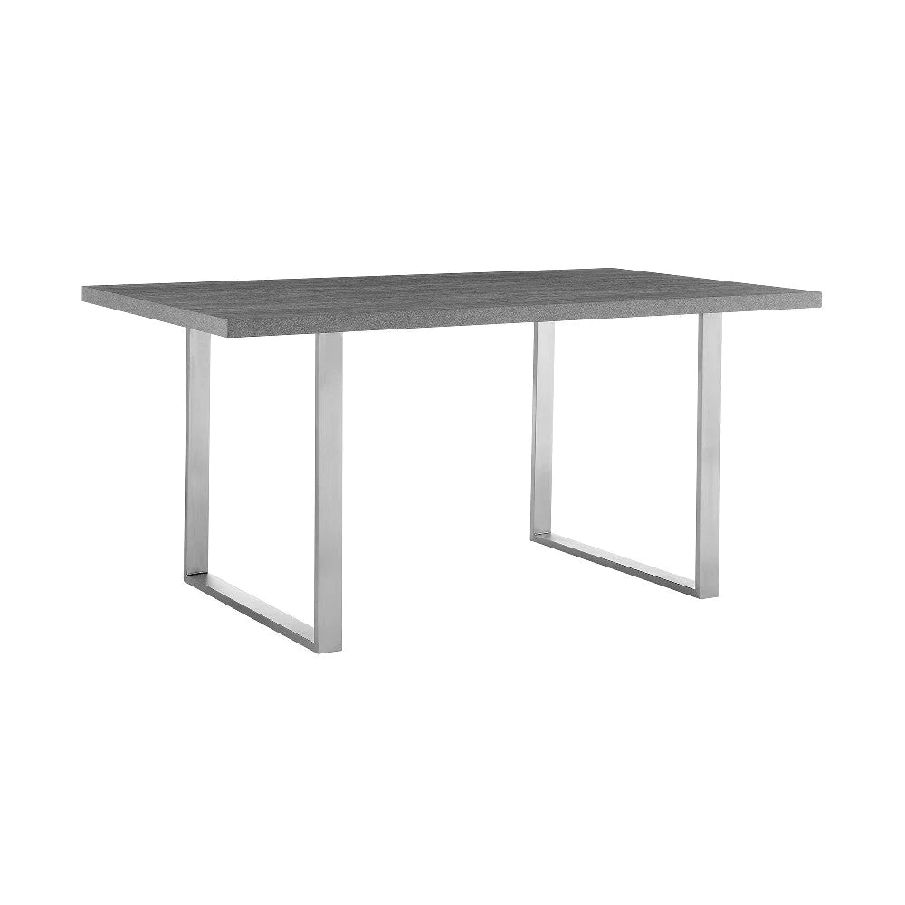 5 Piece Dining Table And Chairs With Metal Frame Base, Gray And Silver - BM248319