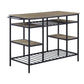 Kitchen Island With Slatted And Bottom Shelves, Oak Brown - BM269086