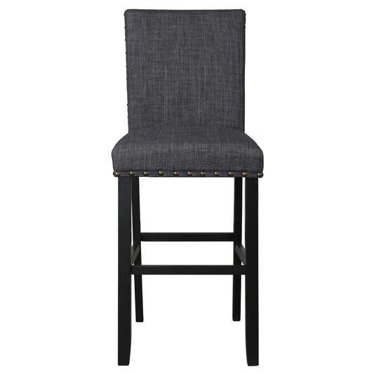 Bar Chair With Fabric Seat And Nailhead Trim, Set Of 2, Gray - BM271457