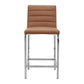 Eun 26 Inch Vegan Faux Leather Counter Stool, Chrome Legs, Set Of 2, Brown - BM273665