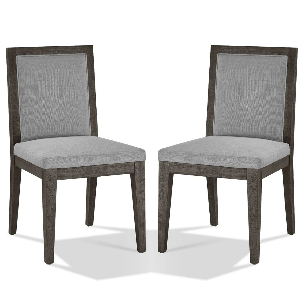 Mod 19 Inch Dining Chair,Solid Wood, Upholstered, Set Of 2, Ash Gray - BM274136