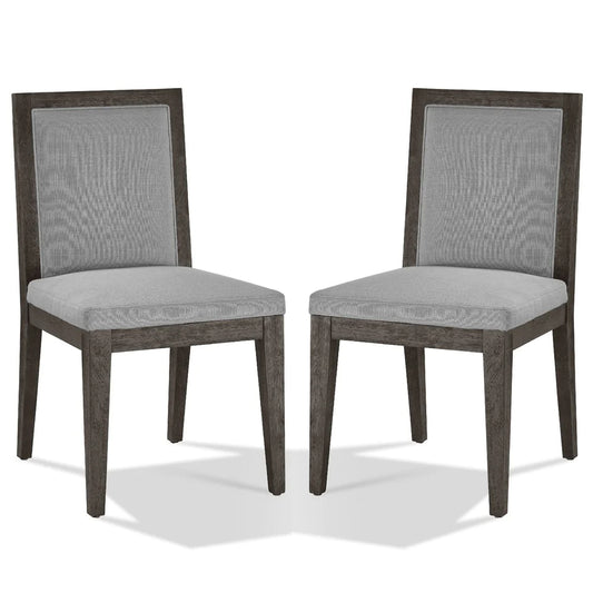 Mod 19 Inch Dining Chair,Solid Wood, Upholstered, Set Of 2, Ash Gray - BM274136