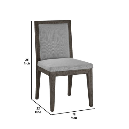 Mod 19 Inch Dining Chair,Solid Wood, Upholstered, Set Of 2, Ash Gray - BM274136