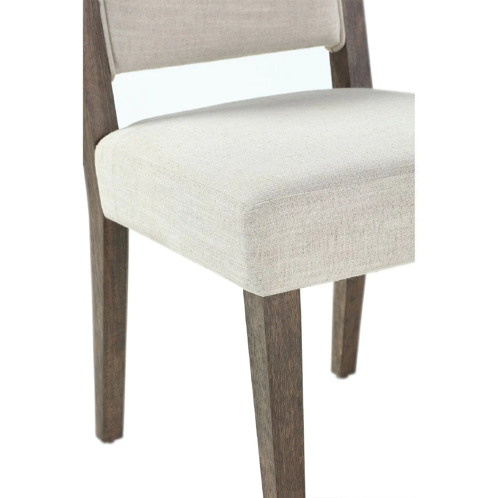 Lan 19 Inch Rubberwood Dining Chair, Fabric Back And Seat, Set Of 2, Brown - BM274144