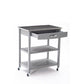 38 Inch 2 Tier Kitchen Cart Island, Shelf, Steel Top, Lock Casters, Gray - BM274298