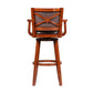 Hugo 34 Inch Swivel Barstool, Wood, Open Rolled Arms, Bonded Leather, Brown - BM274302