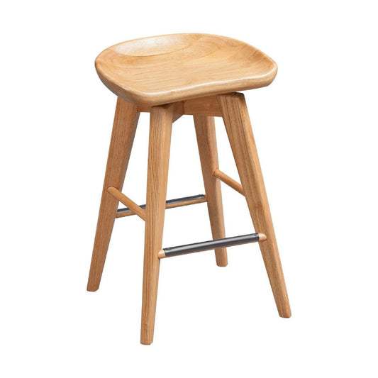 Esme 24 Inch Swivel Counter Stool With Contour Seat, Wood, Natural Brown - BM274308