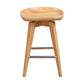 Esme 24 Inch Swivel Counter Stool With Contour Seat, Wood, Natural Brown - BM274308