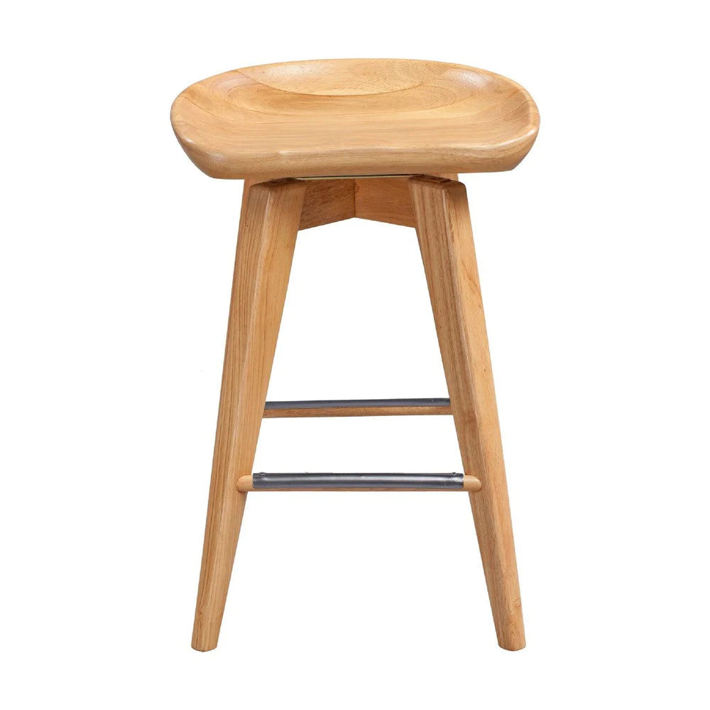 Esme 24 Inch Swivel Counter Stool With Contour Seat, Wood, Natural Brown - BM274308