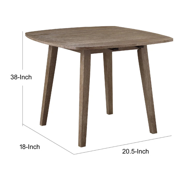 Moe 21 Inch Wood Dining Table, 2 Drop Leaves, Brushed Brown - BM274320