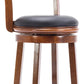 Pal 29 Inch Swivel Bar Stool, Solid Wood, Bonded Leather, Walnut Brown - BM274334