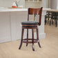 Pal 24 Inch Swivel Counter Stool, Solid Wood, Bonded Leather, Brown - BM274337