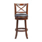 Gia 29 Inch Swivel Bar Stool, Solid Wood, Rich Vegan Faux Leather, Brown - BM274340