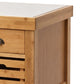 36 Inch Bamboo Kitchen Cart Island, 2 Drawers, Stainless Steel Top, Brown - BM274344