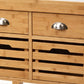 36 Inch Bamboo Kitchen Cart Island, 2 Drawers, Stainless Steel Top, Brown - BM274344