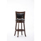 Sabi 24 Inch Swivel Counter Stool, Solid Wood, Faux Leather, Brown, Black - BM274352