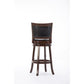Sabi 24 Inch Swivel Counter Stool, Solid Wood, Faux Leather, Brown, Black - BM274352