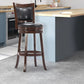 Sabi 24 Inch Swivel Counter Stool, Solid Wood, Faux Leather, Brown, Black - BM274352