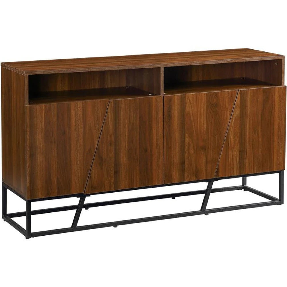 Lyla 54 Inch Wood Console Sideboard Table, 2 Double Door Cabinets, Brown - BM274658