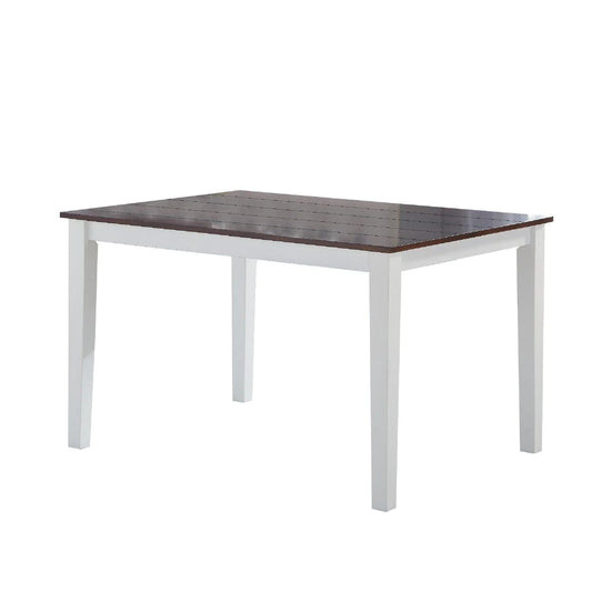 48 Inch Wood Dining Table, Plank Top, 4 Seater, White, Walnut Brown - BM275089