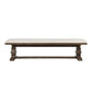 Kai 71 Inch Upholstered Dining Bench, Solid Wood, Turned Pedestals, Brown - BM275646