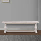 Kai 83 Inch Reclaimed Pine Dining Bench, Turned Pedestals, Antique White - BM275648