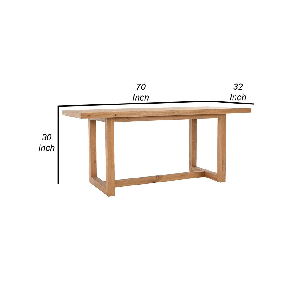 Jax 70 Inch Pine Wood Dining Table, 6 Seater, Handcrafted, Natural Brown - BM276975