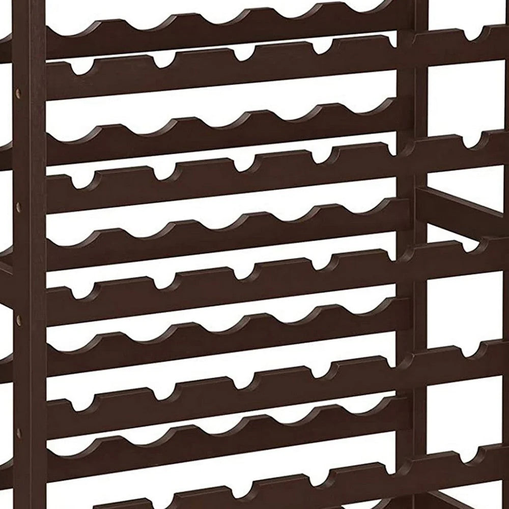 Naomi 39 Inch 7 Tier Wine Rack, Bamboo Frame, 42 Bottles, Espresso Brown - BM277145