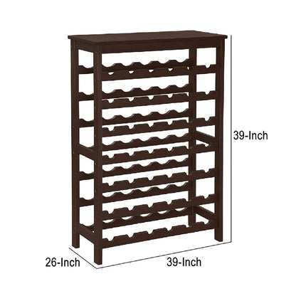 Naomi 39 Inch 7 Tier Wine Rack, Bamboo Frame, 42 Bottles, Espresso Brown - BM277145