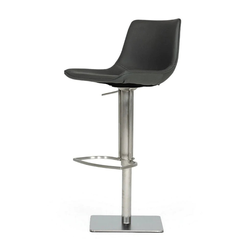 Cid 21 Inch Modern Swivel Counter Bar Stool, Gray Faux Leather, Adjustable - BM279430