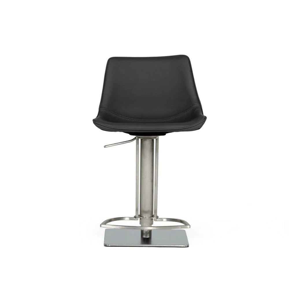 Cid 21 Inch Modern Swivel Counter Bar Stool, Gray Faux Leather, Adjustable - BM279430