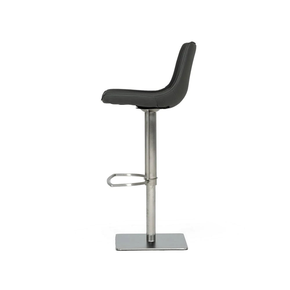 Cid 21 Inch Modern Swivel Counter Bar Stool, Gray Faux Leather, Adjustable - BM279430