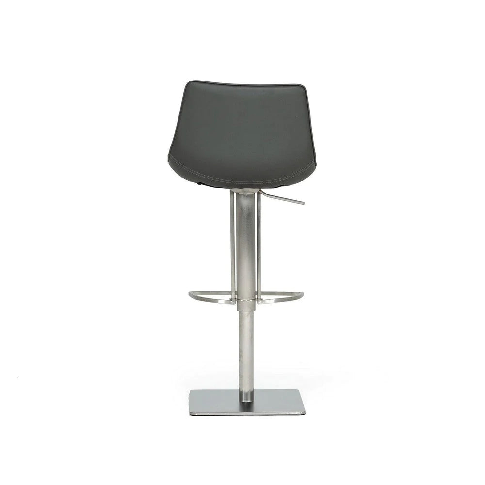 Cid 21 Inch Modern Swivel Counter Bar Stool, Gray Faux Leather, Adjustable - BM279430