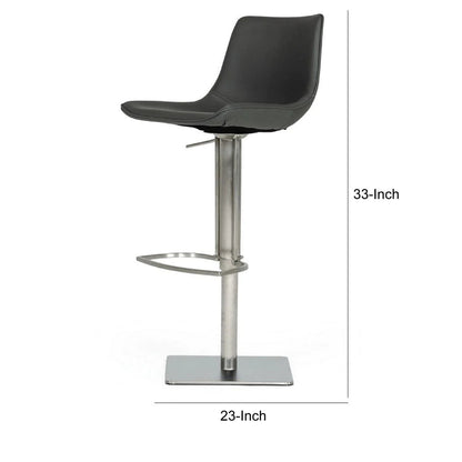 Cid 21 Inch Modern Swivel Counter Bar Stool, Gray Faux Leather, Adjustable - BM279430