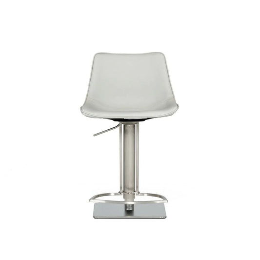 Cid 21 Inch Modern Swivel Counter Bar Stool, White Faux Leather, Adjustable - BM279431