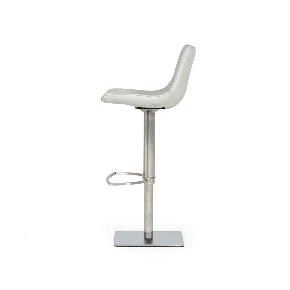 Cid 21 Inch Modern Swivel Counter Bar Stool, White Faux Leather, Adjustable - BM279431